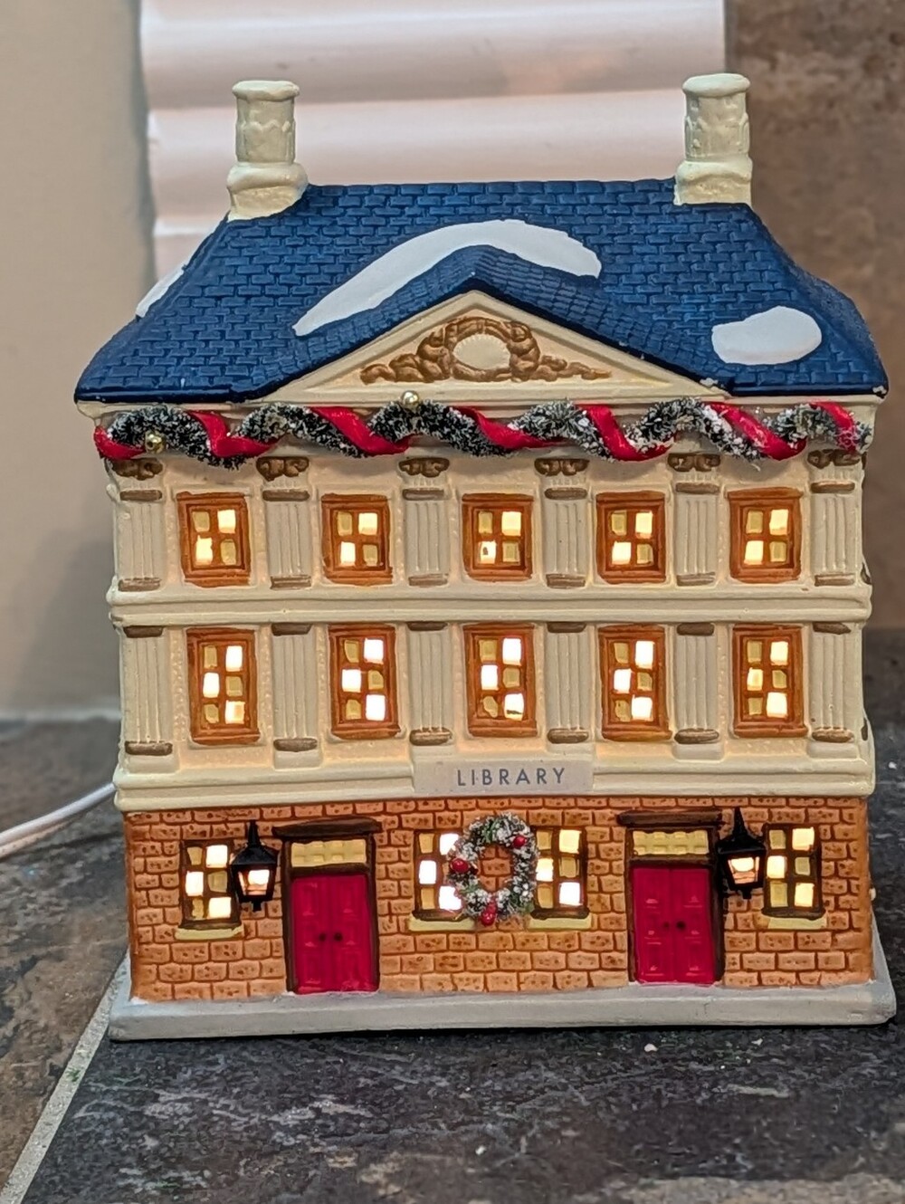 Noma Library Vintage Ceramic Lighted Christmas Village House With Box